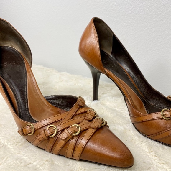 Bally Tan Leather Stilettos w/Decorative Buckles - Picture 4 of 16